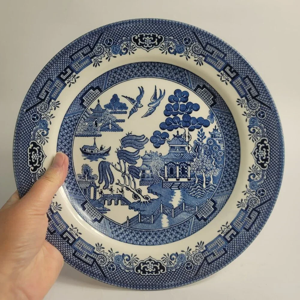 ONE Churchill Willow Blue Dinner Plate (Blue Willow) Georgian Shape